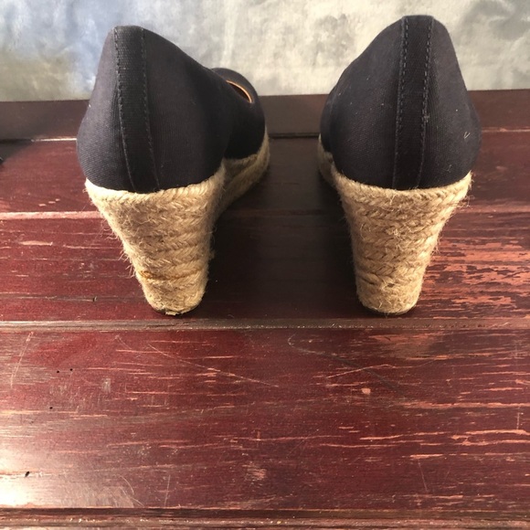 J. Crew Seville Surplus Black Canvas Espadrille Wedge Slip-On Shoes Size 9 - Picture 6 of 9